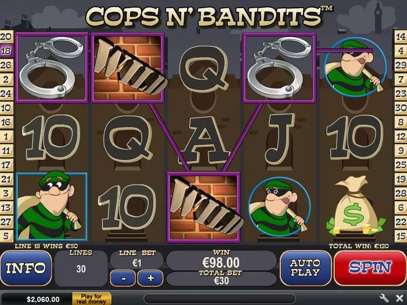 Cops n' Bandits Fun Slot Game made by PlayTech with 5 Reel and 30 Line