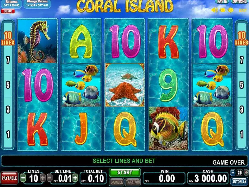 Coral Island Fun Slot Game made by EGT with 5 Reel and 10 Line