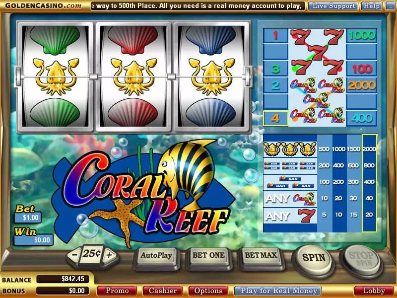Coral Reef Fun Slot Game made by WGS Technology with 3 Reel and 1 Line