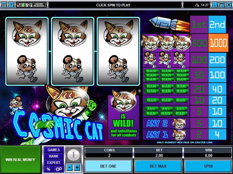 Cosmic Cat Fun Slot Game made by Microgaming with 3 Reel and 1 Line