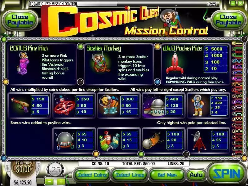 Cosmic Quest Episode One Fun Slot Game made by Rival with 5 Reel and 20 Line