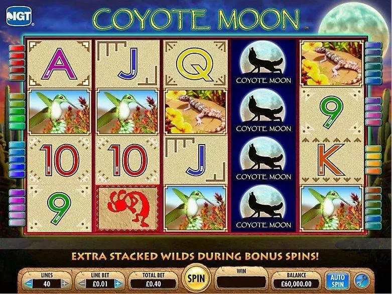 Coyote Moon Fun Slot Game made by IGT with 5 Reel and 40 Line