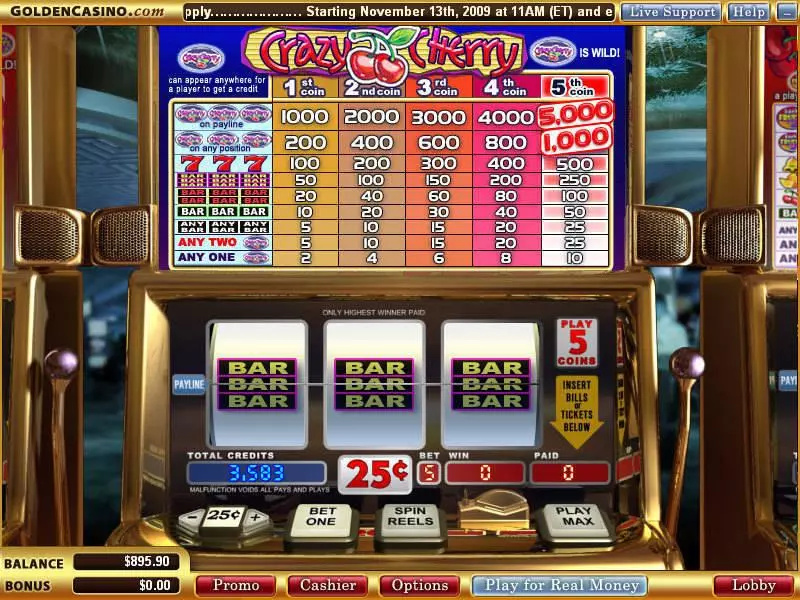 Crazy Cherry Fun Slot Game made by WGS Technology with 3 Reel and 1 Line