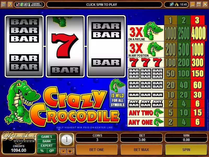 Crazy Crocodile Fun Slot Game made by Microgaming with 3 Reel and 1 Line