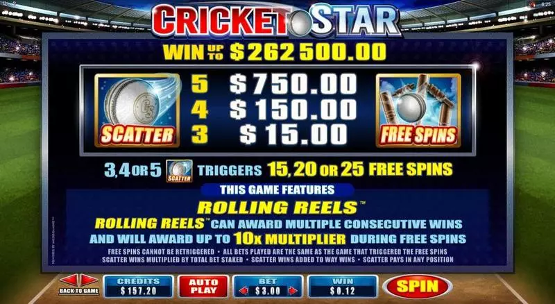 Cricket Star Fun Slot Game made by Microgaming with 5 Reel and 243 Line