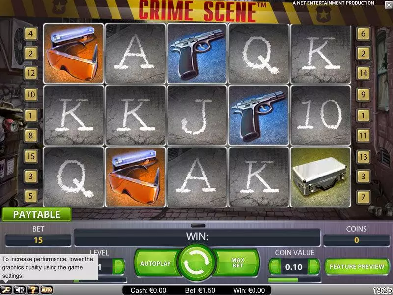Crime Scene Fun Slot Game made by NetEnt with 5 Reel and 15 Line