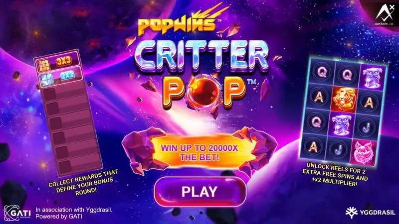 CritterPop Fun Slot Game made by AvatarUX with 5 Reel and 65536 Ways