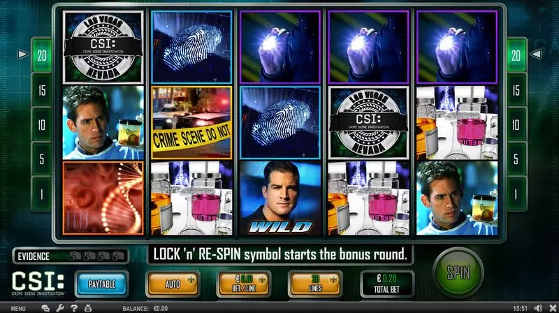 CSI Crime Scene Investigation Fun Slot Game made by SPIELO G2 with 5 Reel and 20 Line