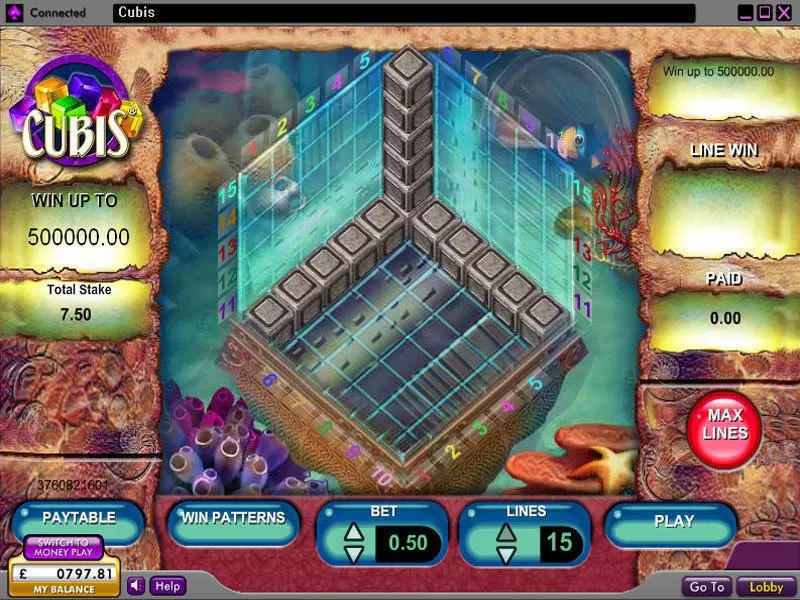 Cubis Fun Slot Game made by 888 with 0 Reel and 15 Line