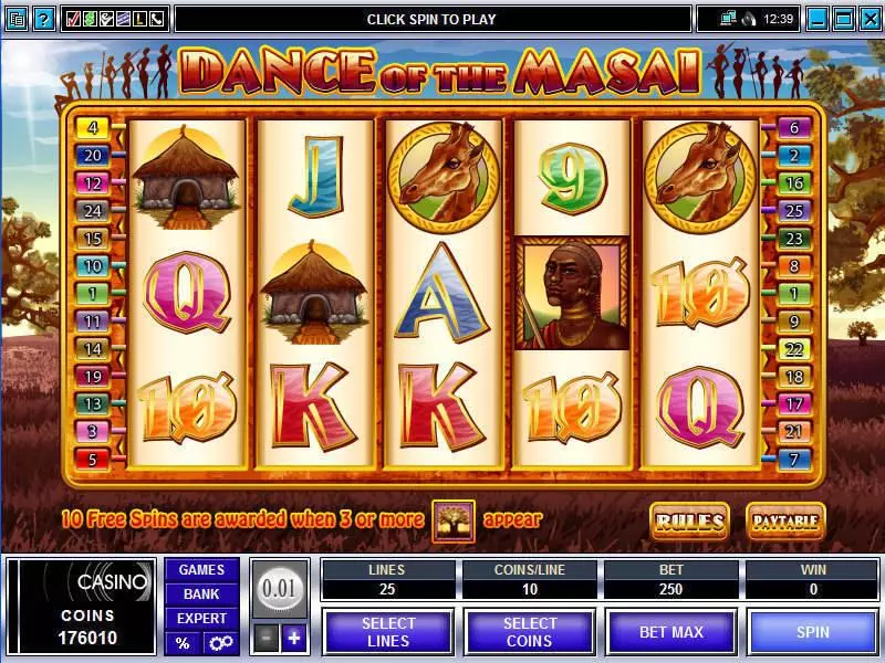 Dance of the Masai Fun Slot Game made by Microgaming with 5 Reel and 25 Line