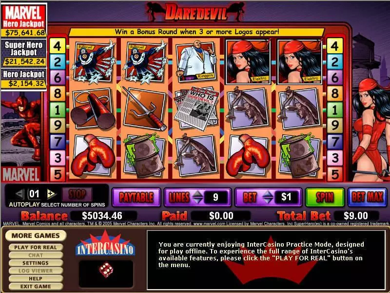 Daredevil Fun Slot Game made by CryptoLogic with 5 Reel and 9 Line