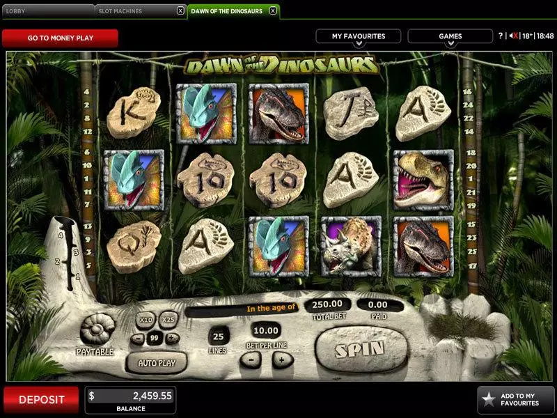 Dawn of the Dinosaurs Fun Slot Game made by 888 with 5 Reel and 25 Line