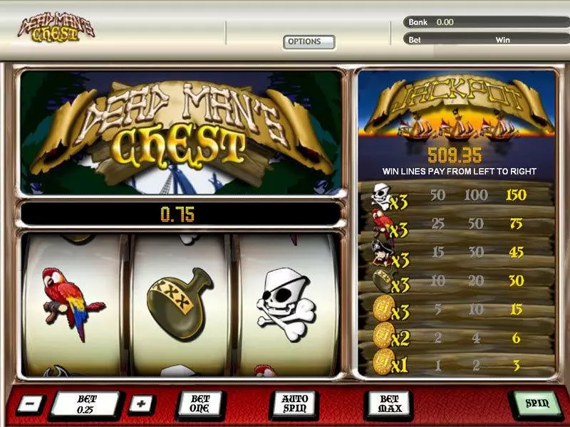 Dead Mans Chest 1 Line Fun Slot Game made by Parlay with 3 Reel and 1 Line