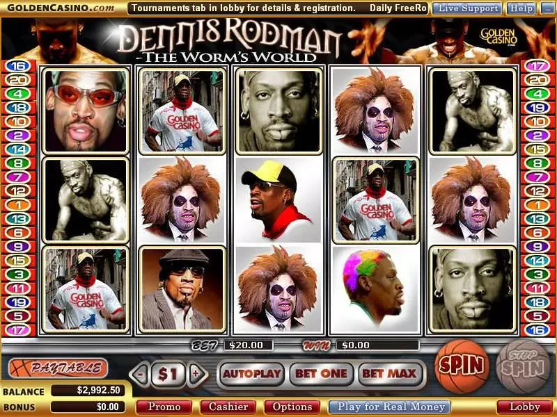 Dennis Rodman - The Worm's World Fun Slot Game made by Vegas Technology with 5 Reel and 20 Line