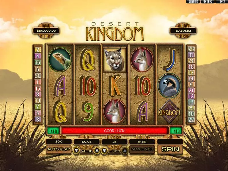 Desert Kingdom Fun Slot Game made by RTG with 5 Reel and 25 Line