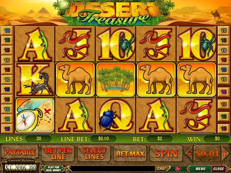 Desert Treasure Fun Slot Game made by PlayTech with 5 Reel and 20 Line