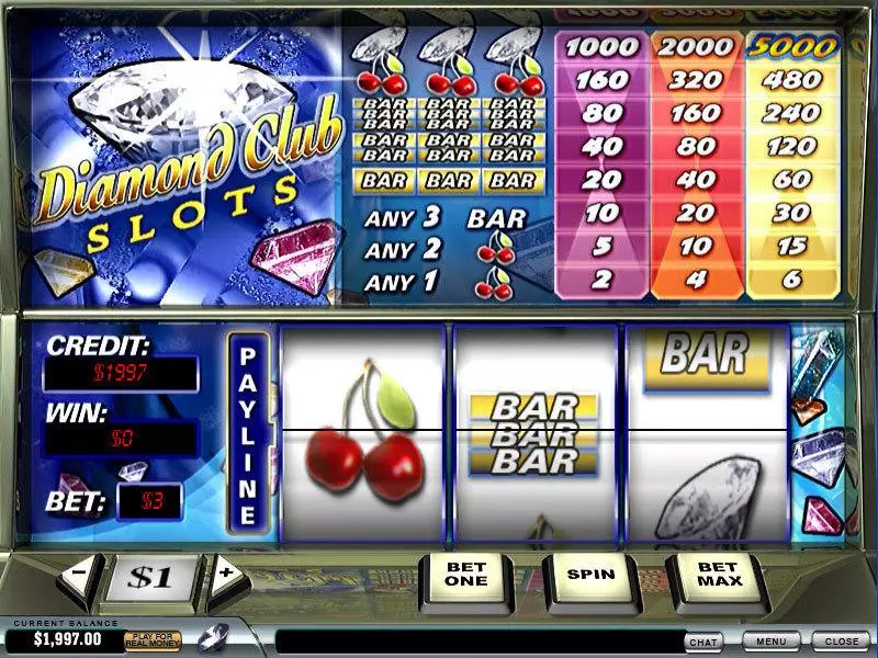 Diamond Club Fun Slot Game made by PlayTech with 3 Reel and 1 Line