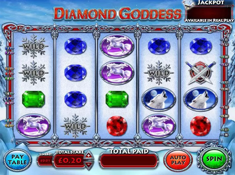 Diamond Goddess Fun Slot Game made by Inspired with 5 Reel and 20 Line