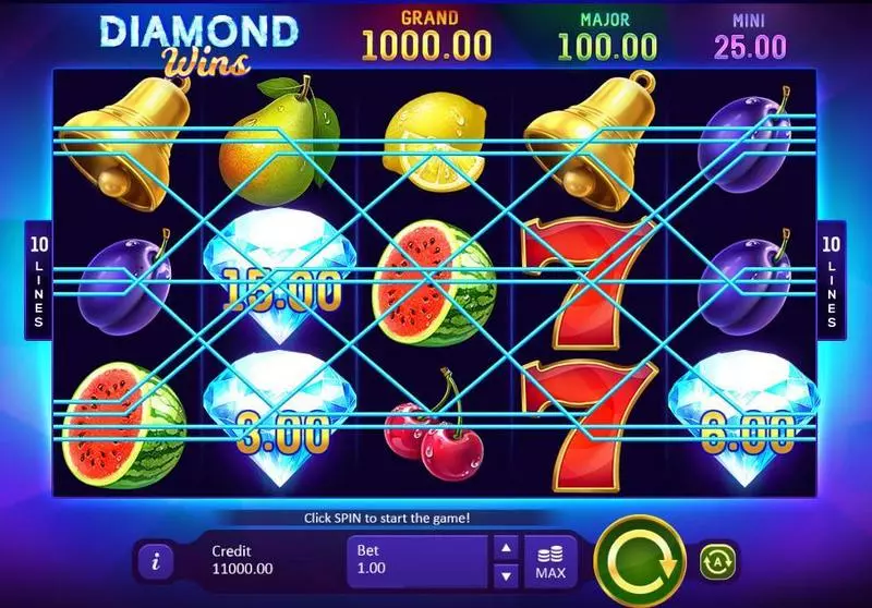 Diamond Wins: Hold&Win Fun Slot Game made by Playson with 5 Reel and 10 Line