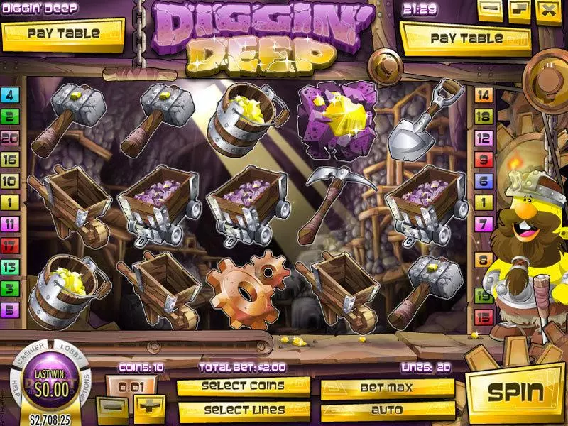Diggin Deep Fun Slot Game made by Rival with 5 Reel and 20 Line