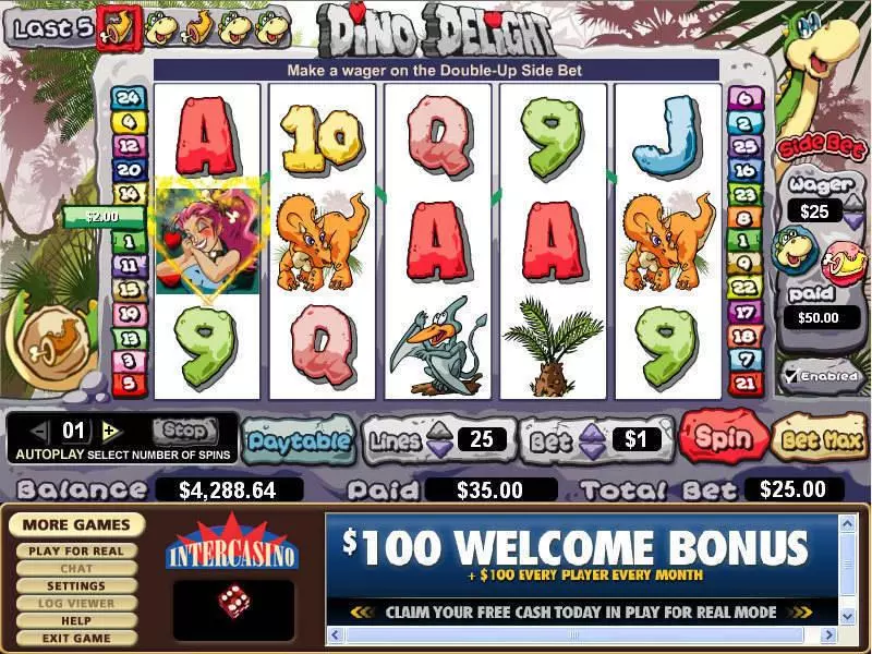 Dino Delight Fun Slot Game made by CryptoLogic with 5 Reel and 25 Line
