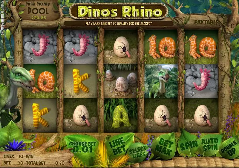Dino's Rhino Fun Slot Game made by Sheriff Gaming with 5 Reel and 20 Line