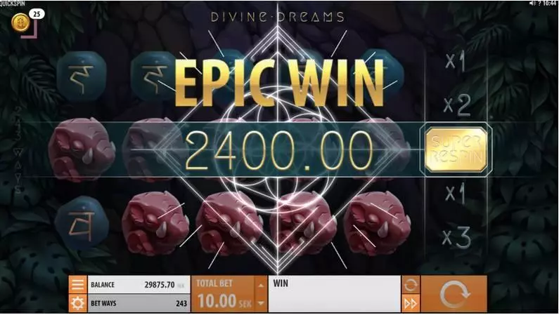 Divine Dreams Fun Slot Game made by Quickspin with 5 Reel and 243 Line