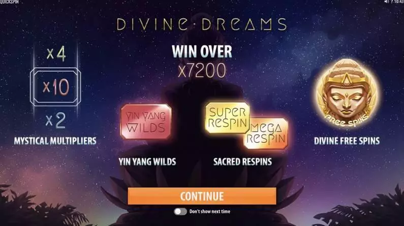 Divine Dreams Fun Slot Game made by Quickspin with 5 Reel and 243 Line