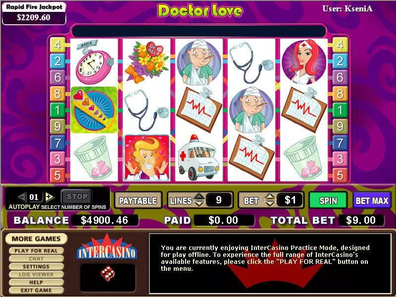 Doctor Love Fun Slot Game made by CryptoLogic with 5 Reel and 9 Line