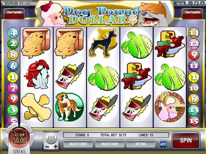 Dog Pound Dollars Fun Slot Game made by Rival with 5 Reel and 15 Line