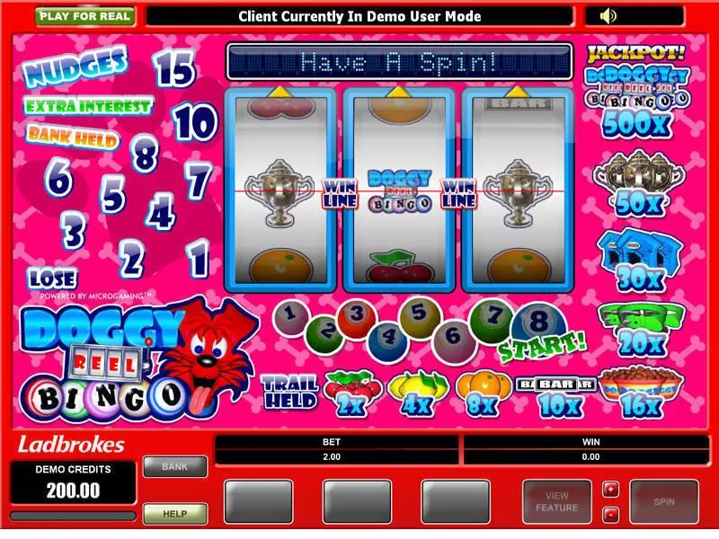 Doggy Reel Bingo Fun Slot Game made by Microgaming with 3 Reel and 1 Line