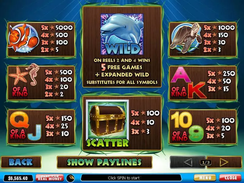 Dolphin Reef Fun Slot Game made by PlayTech with 5 Reel and 20 Line