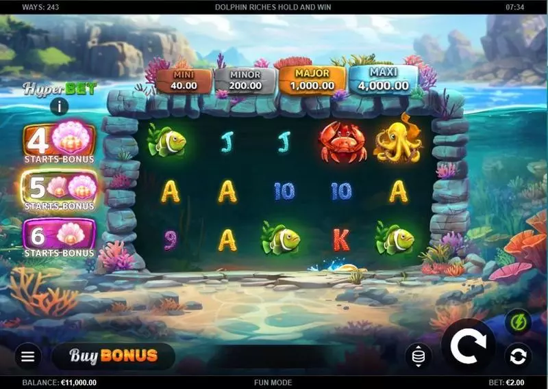 Dolphin Riches Hold and Win Fun Slot Game made by Kalamba Games with 5 Reel and 243 Line