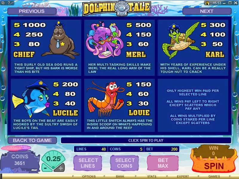 Dolphin Tale Fun Slot Game made by Microgaming with 5 Reel and 40 Line