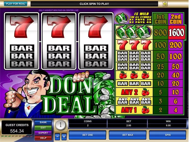 Don Deal Fun Slot Game made by Microgaming with 3 Reel and 1 Line