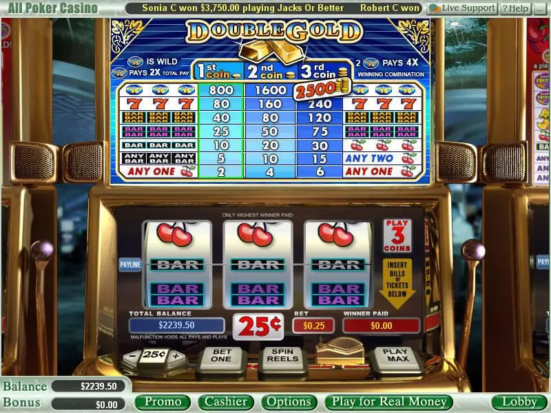 Double Gold Fun Slot Game made by WGS Technology with 3 Reel and 1 Line