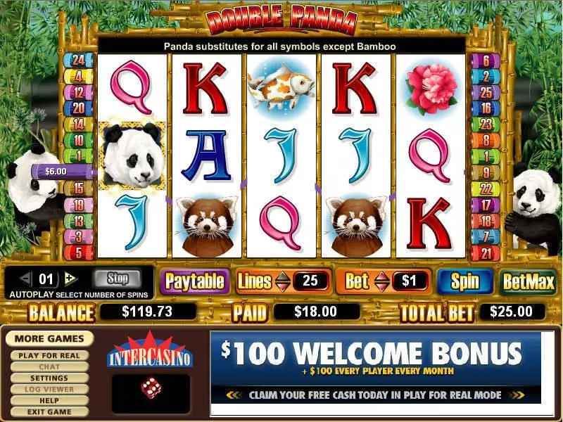 Double Panda Fun Slot Game made by CryptoLogic with 5 Reel and 25 Line