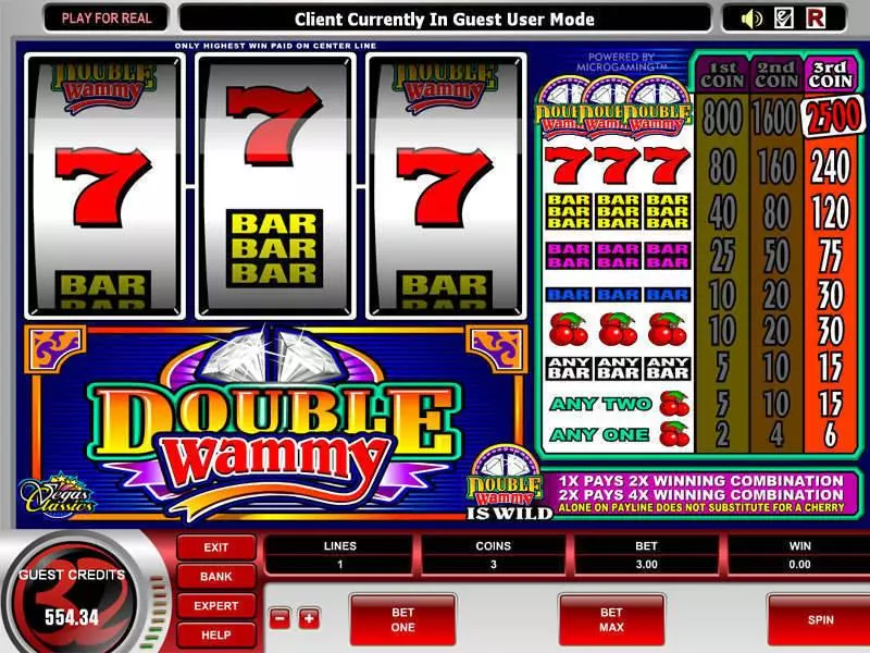 Double Wammy Fun Slot Game made by Microgaming with 3 Reel and 1 Line