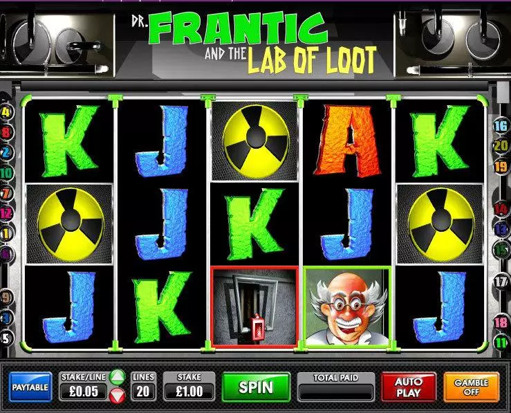 Dr.Frantic and the Lab of Loot Fun Slot Game made by Games Warehouse with 5 Reel and 20 Line