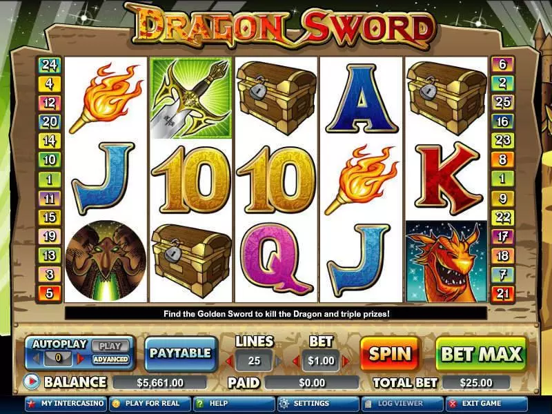 Dragon Sword Fun Slot Game made by CryptoLogic with 5 Reel and 25 Line