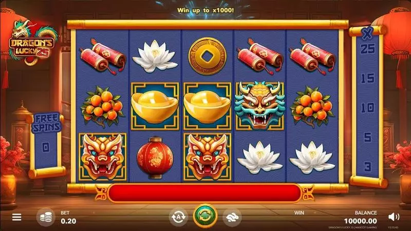 Dragon's Lucky 25 Fun Slot Game made by Mascot Gaming with 5 Reel and 20 Line