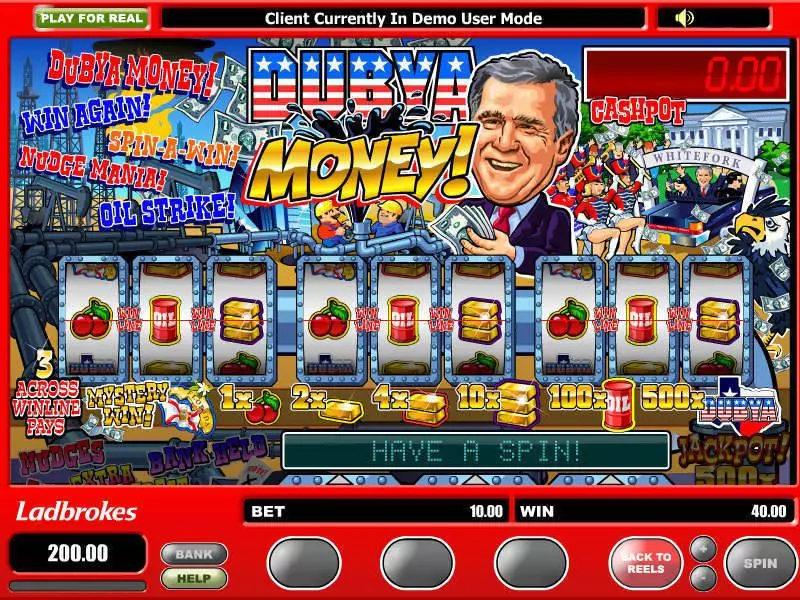 Dubya Money Fun Slot Game made by Microgaming with 3 Reel and 1 Line