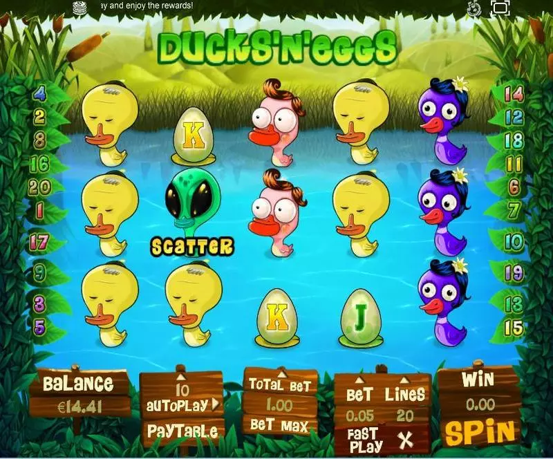 Ducks and Eggs Fun Slot Game made by Topgame with 5 Reel and 20 Line
