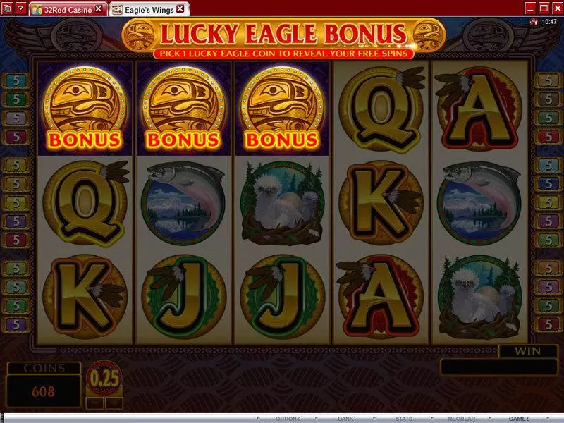 Eagle's Wings Fun Slot Game made by Microgaming with 5 Reel and 25 Line