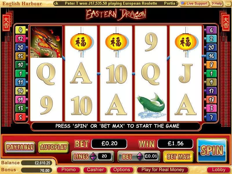 Eastern Dragon Fun Slot Game made by WGS Technology with 5 Reel and 20 Line