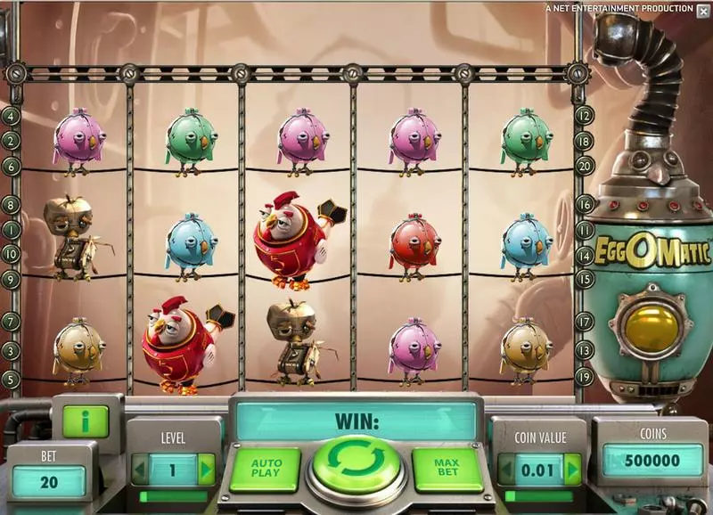 EggOmatic Fun Slot Game made by NetEnt with 5 Reel and 20 Line