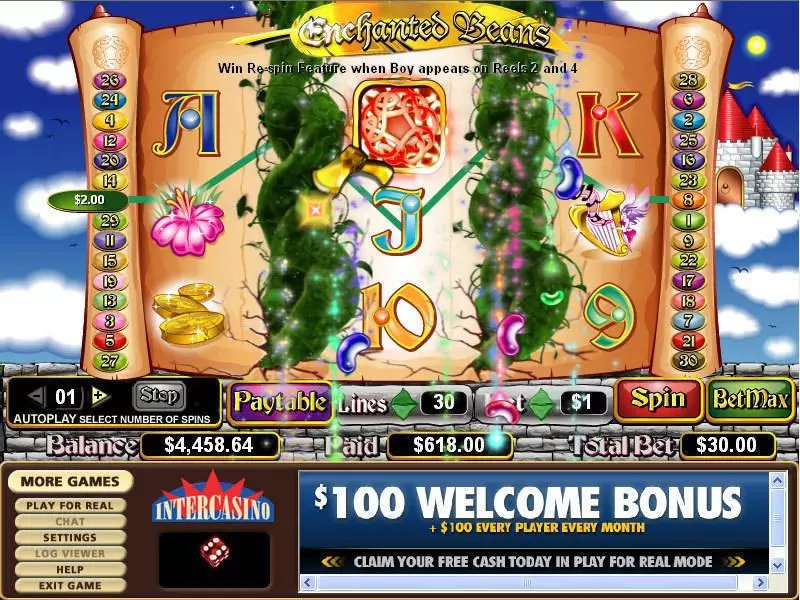 Enchanted Beans Fun Slot Game made by CryptoLogic with 5 Reel and 30 Line