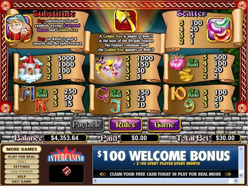 Enchanted Beans Fun Slot Game made by CryptoLogic with 5 Reel and 30 Line