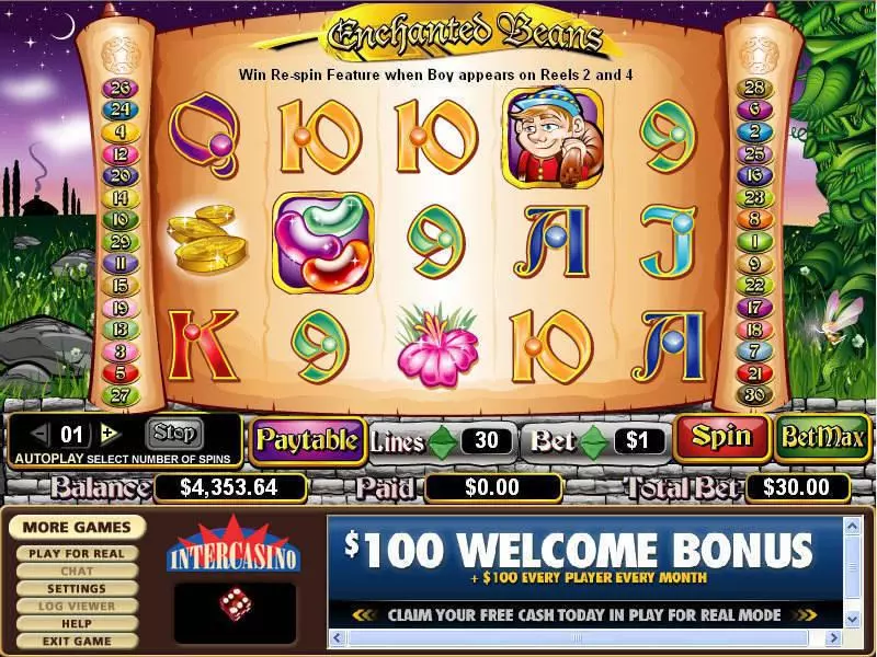 Enchanted Beans Fun Slot Game made by CryptoLogic with 5 Reel and 30 Line