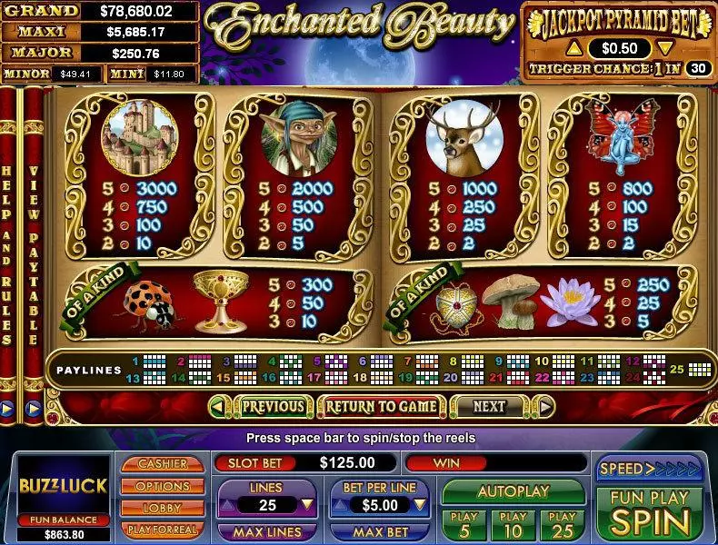 Enchanted Beauty Fun Slot Game made by NuWorks with 5 Reel and 25 Line
